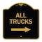 Signmission Driveway Sign All Trucks W/ Right Arrow, Black & Gold Aluminum Sign, 18" x 18", BG-1818-24129 A-DES-BG-1818-24129 - alternate 1